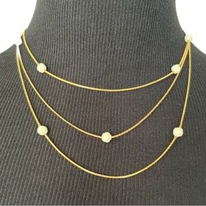 Vintage Monet Lucite Roses Gold Layered Necklace Carved Floating Roses